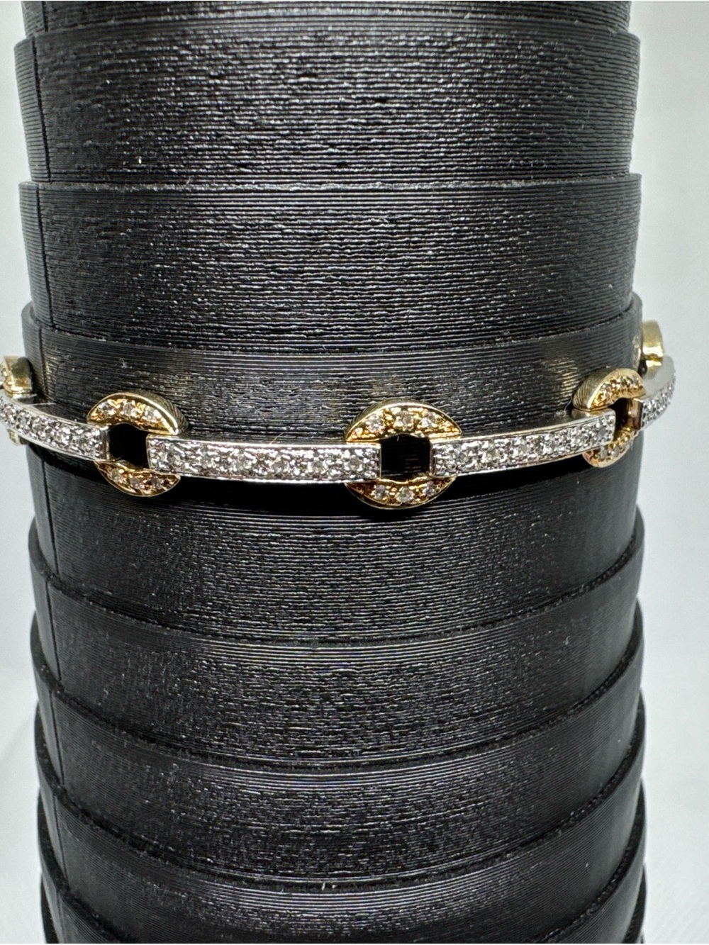 Vintage Estate 14K Two-Tone Gold Natural Diamond Tennis Bracelet S: 6.75 12.6g
